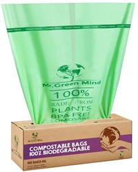 Sac poubelle bio Mr Green Mind 43x46cm 10L Distributeur 140 pièces