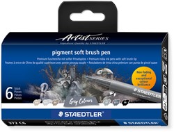 Feutre pinceau Staedtler Pigment Pen étui 6 couleurs grises
