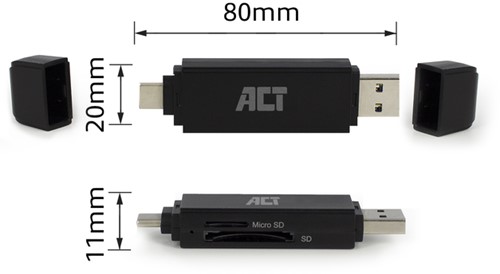 Lecteur de cartes ACT USB-C/USB-A 3.0-2