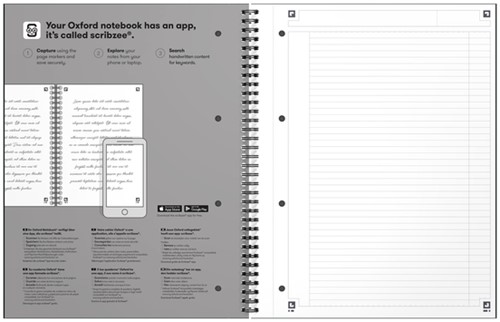 Cahier à spirale Oxford International Notebook A4+ ligné 160 pages rouge-3