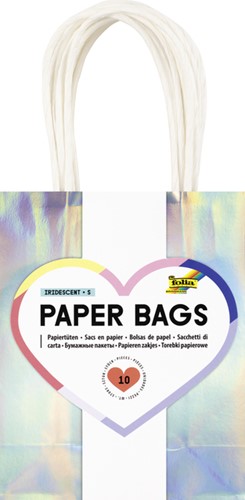 Sac cadeau Folia kraft irisé 12x15x5,5cm 10 pièces