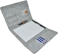 Schrijfmap DESQ A4 vilt met papierclip en elastiek sluiting grijs-1