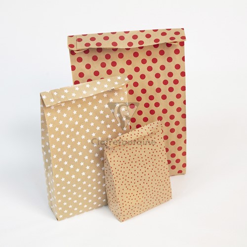 Sachet cadeau Clairefontaine 16x30x5cm kraft étoiles 50 pièces-1