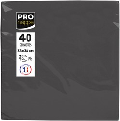 Serviette Pronappe pli 1/4 2 épaisseurs 380x380mm 40 pièces noir