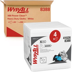 Chiffon de nettoyage WypAll X80 PowerClean 305x317mm 4x 50 feuilles blanc 8388