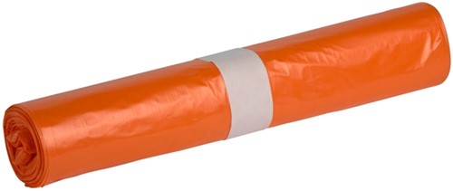Sac poubelle Propsac HDPE T23 58x100cm 70L orange rouleau de 25 pièces