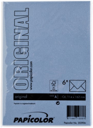 Enveloppe Papicolor C6 114x162mm bleu roi paquet 6 pièces-3