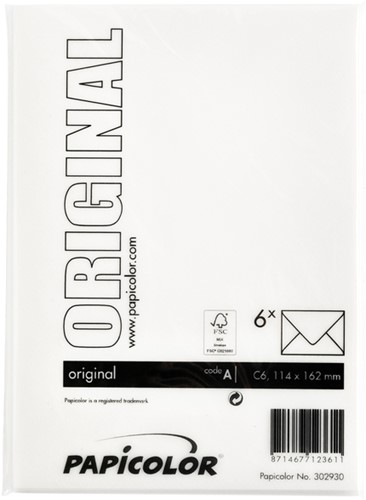Enveloppe Papicolor C6 114x162mm blanc neige paquet 6 pièces-3