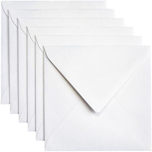 Enveloppe Papicolor 140x140mm blanc perle métallisé paquet 6 pièces