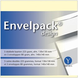 Carte double + enveloppe Papyrus Envelpack Design 894440 140x140mm ivoire 5 pièces