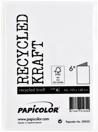 Carte de correspondance Papicolor double 105x148mm kraft blanc 6 pièces-3