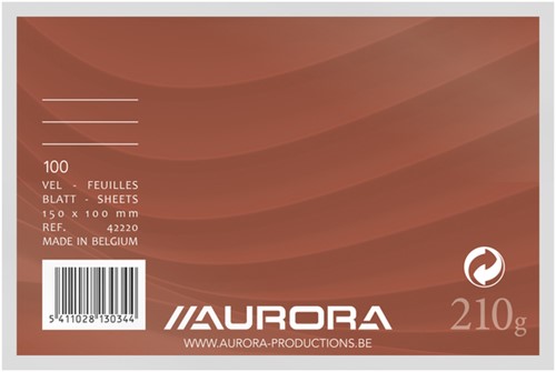 Fiche Système Aurora 150x100mm ligné + marge en-tête 210g blanc 100 feuilles