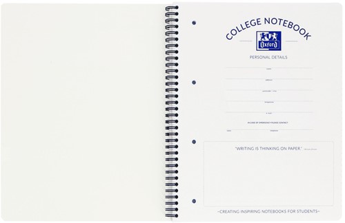 Bloc de cours Oxford A4+ ligné 4 perf 180 pages 80g noir-3
