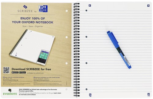 Bloc de cours Oxford A4+ ligné 4 perf 180 pages 80g noir-2