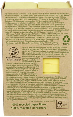 Bloc-mémos Post-it 653 38x51mm recyclé jaune 24 pièces-2