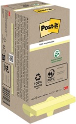 Bloc-mémos Post-it 654 76x76mm recyclé jaune pastel 16 pièces