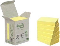 Bloc-mémos Post-it 653-1B 38x51mm recyclé jaune canari 6 pièces