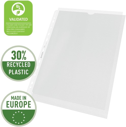 Pochette Leitz Premium ouverture gauche A4 PP 0,13mm transparent 100 pièces-4