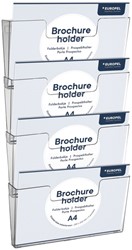 Porte-brochures mural Europel 4x A4 paysage à coupler transparent 4 pièces
