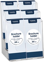 Porte-brochures Europel 6 compartiments 1/3 A4 transparent