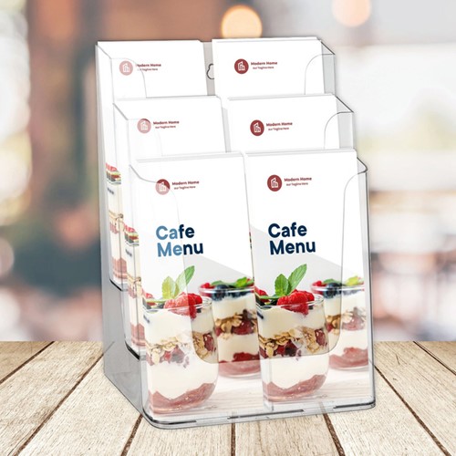 Porte-brochures Europel 6 compartiments 1/3 A4 transparent-3