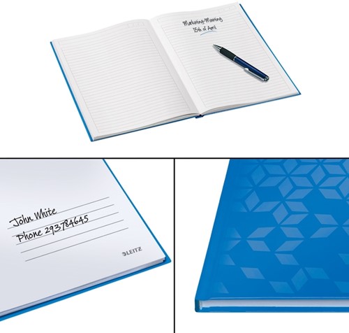 Notitieboek Leitz WOW A4 160blz 90gr lijn blauw-4