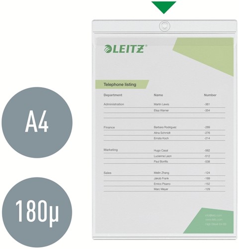 Insteekmap U-model Leitz Premium met ophangoog 0.20mm PVC A4 transparant 50 stuks-9