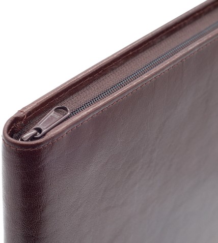 Conférencier Van Der Spek 358 A5 cuir buffle avec zip marron-3
