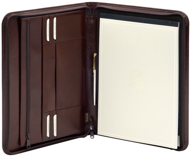 Conférencier Van der Spek 388 A4 zip cuir marron