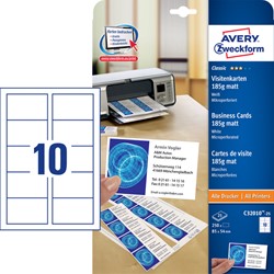 Carte de visite Avery C32010-25 85x54mm 185g 250 pièces