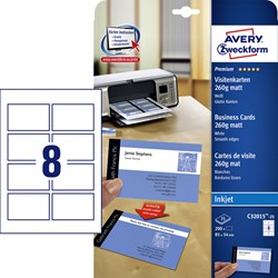 Carte de visite Avery C32015-25 85x54mm 260g mat 200 pièces