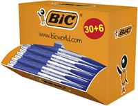 Balpen Bic Atlantis classic grip clic M blauw valuepack 30+6 gratis