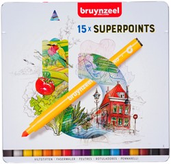 Feutre Bruynzeel Creatives Superpoints boîte 15 couleurs