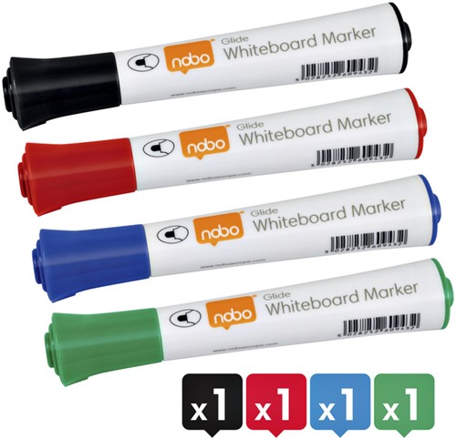 Marqueur tableau blanc Nobo Glide ogive 3mm assorti 4 pièces-2