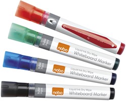 Marqueur tableau blanc Nobo Liquid ink ogive 3mm assorti 4 pièces
