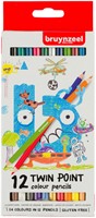 Crayon de couleur Bruynzeel Kids Twin Point set 12 couleurs