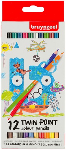 Crayon de couleur Bruynzeel Kids Twin Point set 12 couleurs