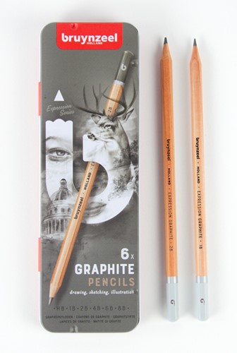 Crayons graphite Bruynzeel Expression set 6 duretés gris-1