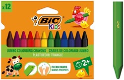 Kleurkrijt BicKids  857 Plastidecor triangel assorti etui à 12st