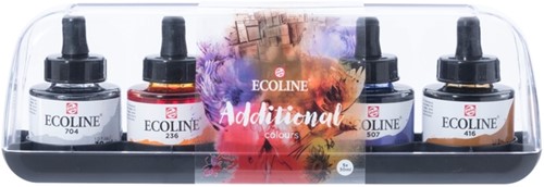 Encre Talens Ecoline avec pipette set additionel 5 couleurs assorties