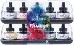 Encre Talens Ecoline avec piptette set additionel 10 couleurs assorties
