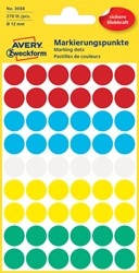 Etiquette Avery 3088 ronde 12mm assorti 270 étiquettes