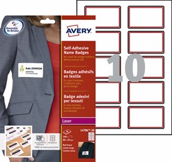 Badge adhésif Avery L4786-20 80x50mm cadre rouge 200 pièces