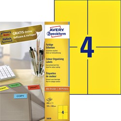 Etiquette Avery 3459 105x148mm A6 jaune 400 pièces