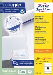 Etiquette Avery 3424-200 105x48mm blanc 2400 pièces