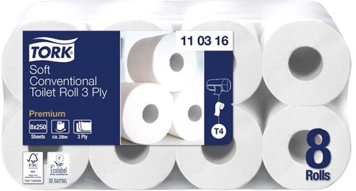 Toiletpapier Tork T4 Premium 3-laags 250 vel wit 110316