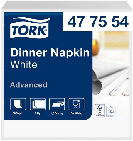 Serviette Tork Advanced 2 ép pli 1/8 395x390mm blanc 150 pièces