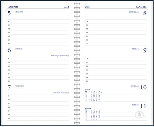 Recharge agenda 2027 Ryam Memoplan 7 portrait 7 jours/2 pages blanc