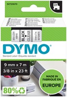 Ruban Dymo LabelManager D1 polyester 9mmx7m noir sur transparent
