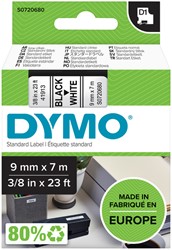 Ruban étiquettes Dymo LabelManager D1 polyester 9mmx7m noir sur blanc